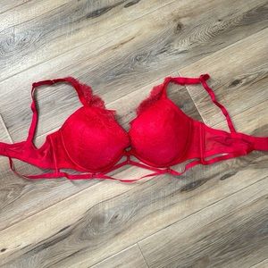 Red VS lace bra